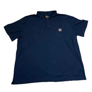 Carhartt Mens Polo Shirt 3XL Navy Blue Pocket Original Fit Workwear